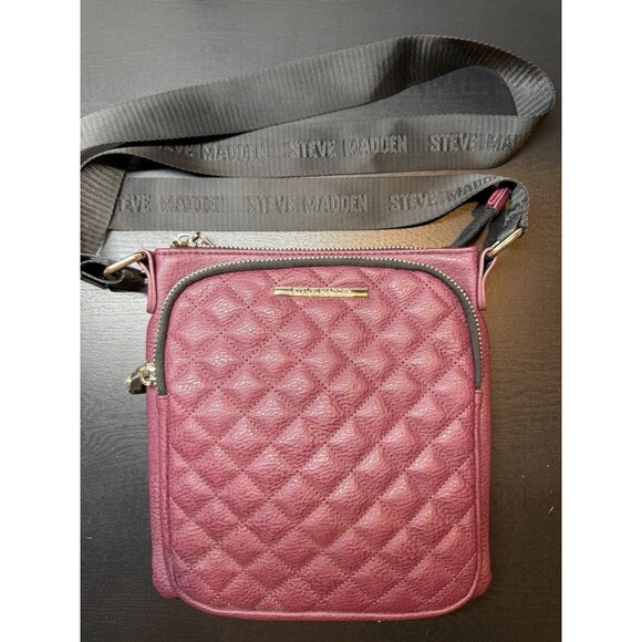 Steve Madden Quilted Faux Leather Crossbody Bag Purple Purse - Picture 1 of 13